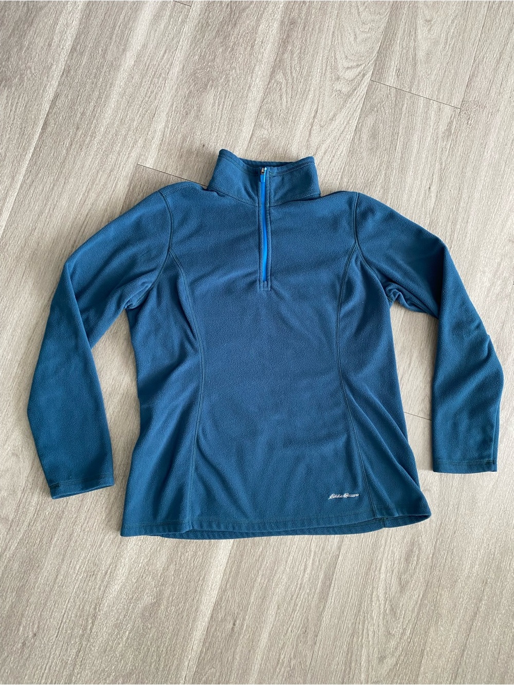 Eddie Bauer Teal Blue Women's Quarter-Zip Fleece Pullover Size Medium Petite